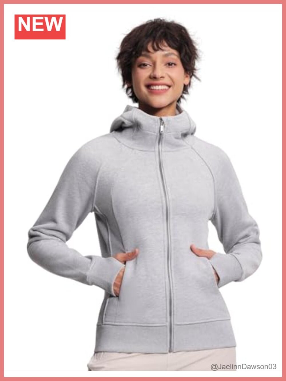 Full Zip Up Fleece Hoodie Workout Jacket with Thumbholes